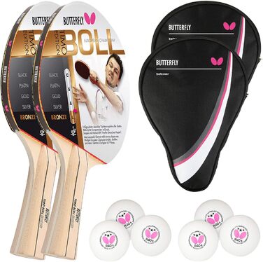 Набір для настільного тенісу Butterfly Timo Boll Bronze: 2 ракетки, 2 чохли, 6 м'ячів ITTF R40+