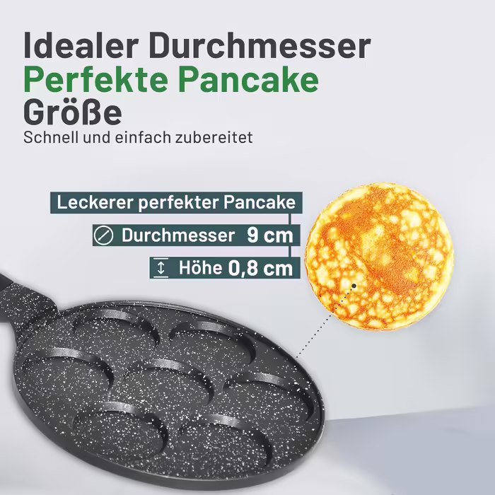 Amalindo Pancake Pan Induction, 4 Holes, Pancake Mold, Fried Egg Pan, Pancake Maker, Poffertjes Maker, Non-Stick Pan, Egg Pan, Fried Egg Pan, Pancake Pan, Ø26cm (7 Hole Black)