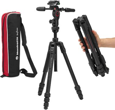 Штатив Manfrotto Befree Advanced 3-Way з тріножкою та рідинною головкою, алюміній, для камер та відеокамер до 6 кг, ультракомпактний, аксесуари для фото та відео