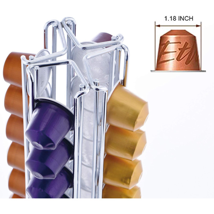 Обертовий тримач для 40 капсул Nespresso MaxMiuly, срібно-хромовий, для оригінальних капсул