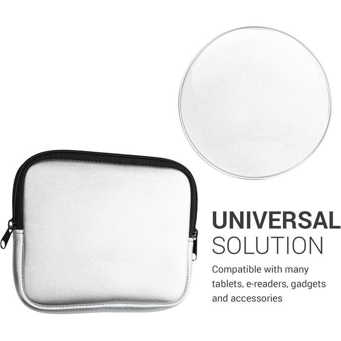 Чохол для eReader kwmobile - Неопренова сумка-чохол, захисний чохол - 17 x 12 x 2 см, внутрішні розміри 6' eReader (6,8-7' eReader, сріблястий)