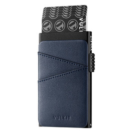 Кредитне портмоне для чоловіків VULKIT з автоматичним витягуванням карт, RFID NFC захистом, шкіряний фантик, на 5-9 карт (блакитний)