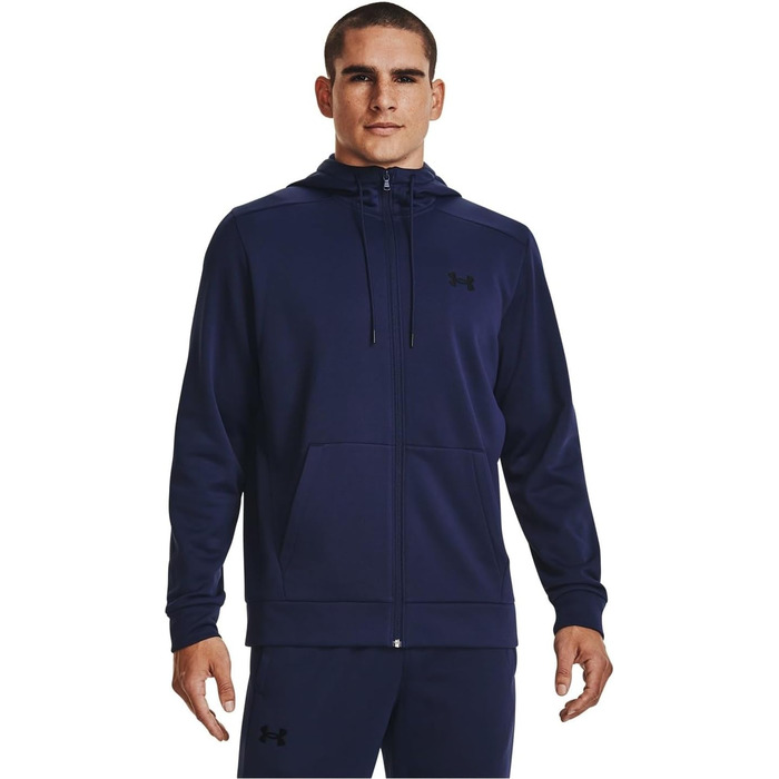 Чоловіча флісова толстовка-худі Under Armour Armourfleece на блискавці, темно-синя/чорна, розмір L