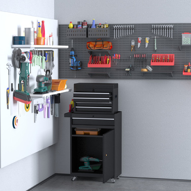 DURHAND Tool Trolley with 5 Drawers and 360° Wheels, Metal, 52.5x28x104.5cm, Mobile & Space-Saving for Workshop