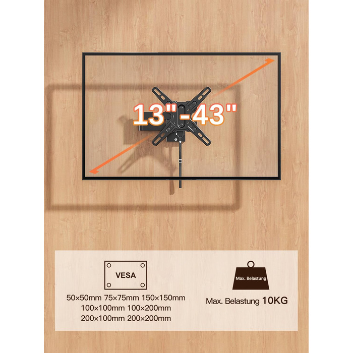 Кріплення для телевізора у RV/Автобусі Mounting Dream MD2212: для телевізорів 13-43 дюймів, до 10 кг, з замком