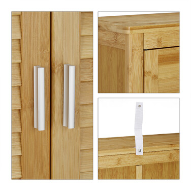 Relaxdays Bamboo Slatted Washing Machine Shelf