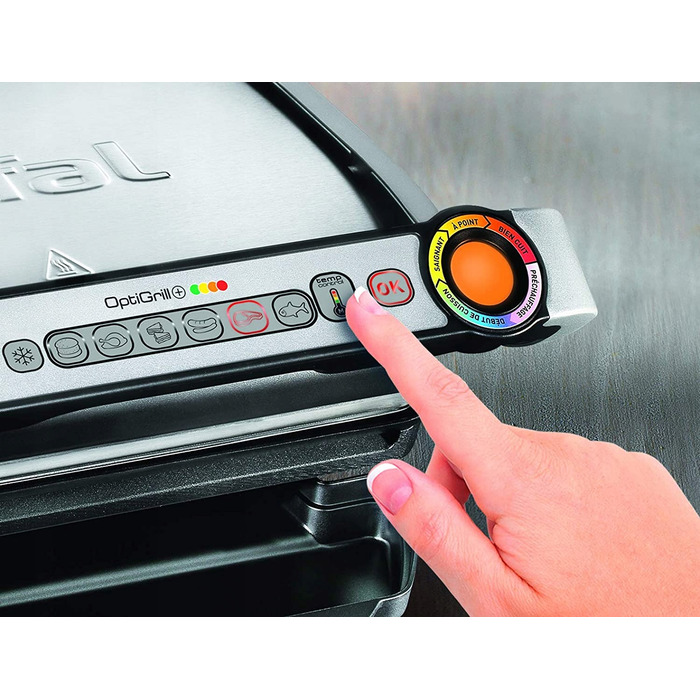 Електричний контактний гриль Tefal OptiGrill GC705D16, сріблястий/сірий, 2000 Вт