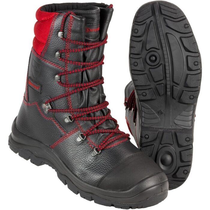 Черевики для лісоруба з захистом від ланцюгової пили, шкіряні, розмір 42 (45 EU), чорні