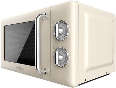 Мікрохвильова піч Cecotec Proclean 3110 Retro Beige з грилем, 700 Вт, механічне керування, 6 рівнів потужності, таймер до 30 хв, функція розморожування, ретро-дизайн, бежевий колір, сталеве покриття, серія 31 Beige