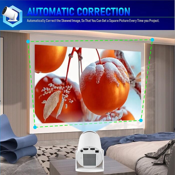 Портативний проєктор HY300 Pro+ Mini: 1080P, 200 ANSI, Android 13, Wi-Fi 6, BT5.2, Автоматичне вирівнювання, для кіно на відкритому повітрі та підключення до телефону