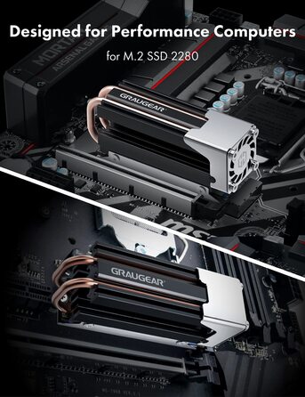 Охолоджувач SSD M.2 NVMe 2280 GrauGear з вентилятором PWM, тепловою трубою та термопадом