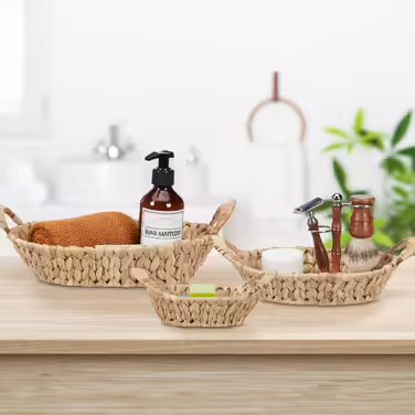 Relaxdays 3x Storage Baskets Water Hyacinth