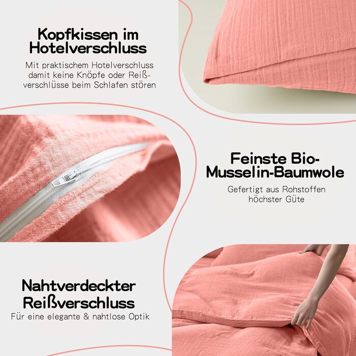 Набір постільної білизни для ліжечка Hook з мусліну 100% бавовни (100x135 см) – дихаючий та м'який, ручної роботи | Комплект постільної білизни для малюків з наволочкою 40x60 см (Рожевий, 135 x 100 см)