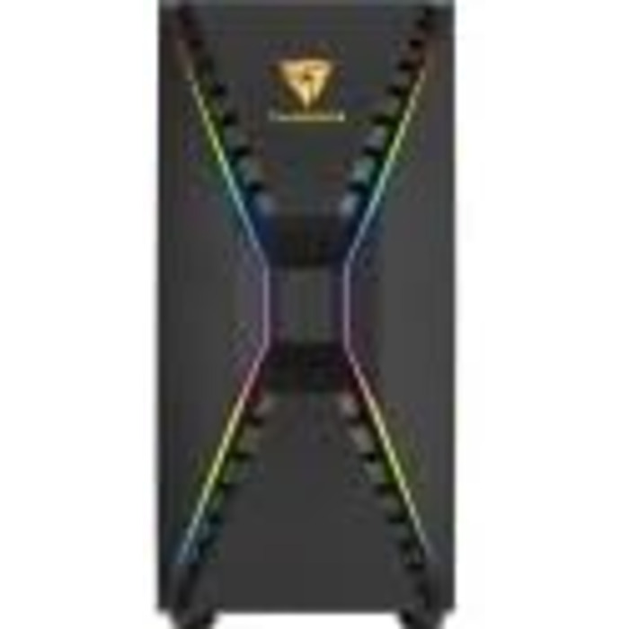 Корпус Aerocool Cronus Mid Tower для ігрового ПК з RGB підсвічуванням, вентилятором 140 мм та скляною бічною панеллю, підтримкою водяного охолодження та кабелеуправлінням, чорний