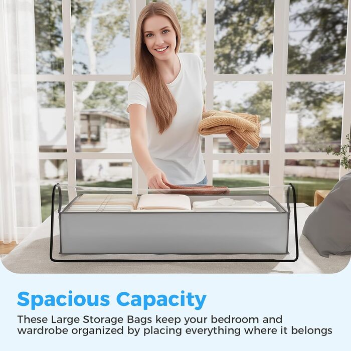 Органайзери для зберігання Oak & Tea 90L 4 шт. для взуття, одягу, під ліжко. Водонепроникні, з прозорою панеллю, 100x50x18 см