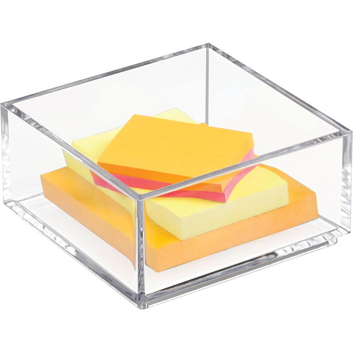 iDesign Drawer Organizer Box for Bathroom or Kitchen, Very Small Drawer Organizer in BPA-Free Plastic, Stackable Makeup Storage for Cosmetics, Transparent (Pack of 2)