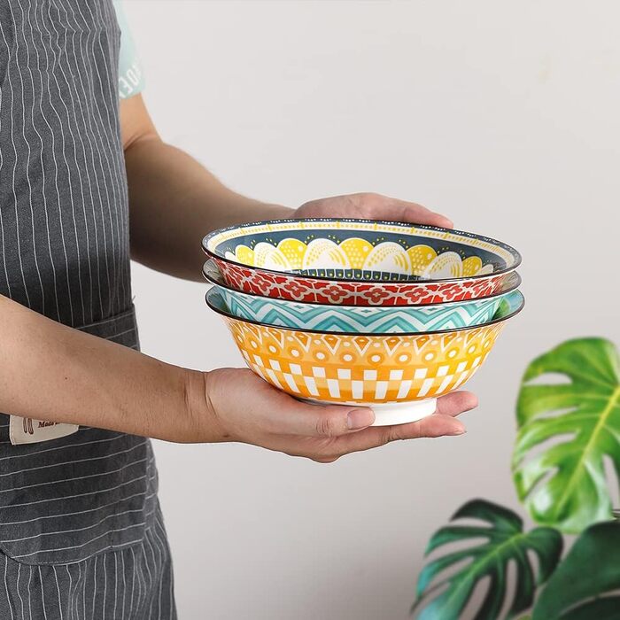 Набір тарілок/мисок для мюслі, супу, салату (6 шт.) - 15.7 см, 700 мл, порцеляна