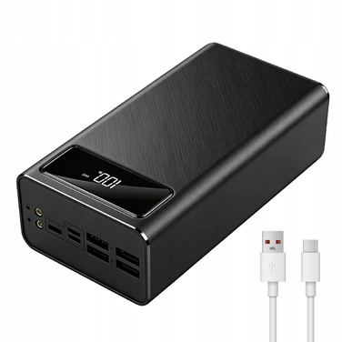 Повербанк 50 000 mAh з ліхтариком та вбудованими кабелями (4xUSB, USB-C, Lightning)