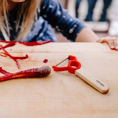 Ніж Opinel Le Petit Chef для дітей, овочечистка, нержавіюча сталь, бук, червоний