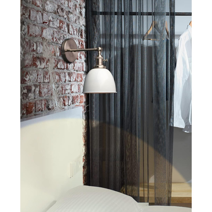 Phansthy 2 Pack Wall Sconce with Metal Shade Wall Lamp Industrial Design, Indoor Vintage Loft Wall Lamp E27 max. 40W for Living Room Bedroom Office Kitchen Hallway (White)