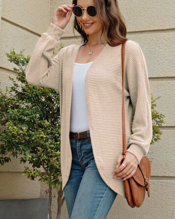 Жіночий кардиган Strickjacke: довгий, осінній, з V-подібним вирізом, весняний, елегантний, легкий, стильний, хакі, розмір L