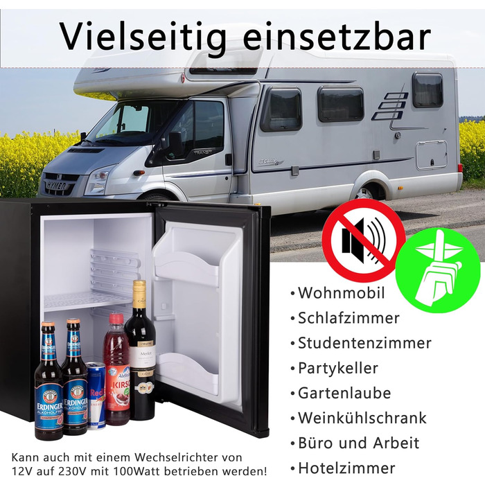 Міні-холодильник 28 літрів з замком, безшумний, з підсвічуванням, для вина, дверцята відкидні, 4°-14°C