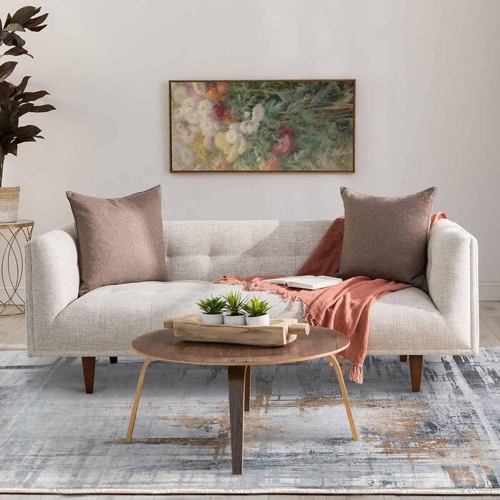 Сучасний килим Tinyboy-HBQ для вітальні та спальні: короткий ворс, сірий/золотий (120x160 см)