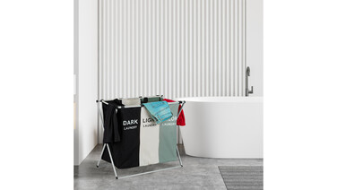Relaxdays Laundry Hamper with 3 Compartments, Foldable