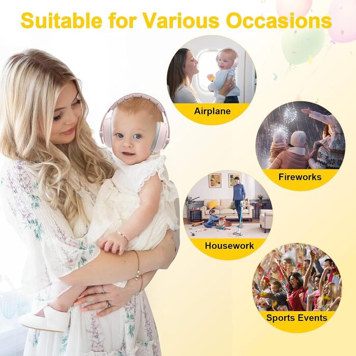 Навушники для захисту від шуму для немовлят 2-в-1, рожеві, до 48 місяців