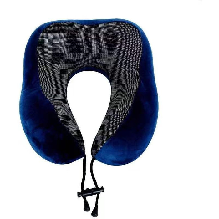 Подушка для шиї з піною Memory Foam, 360-градусна підтримка голови, комфортна та легка, ідеальна для подорожей (літак, авто, поїзд, автобус) та дому, з чохлом (Блакитна)