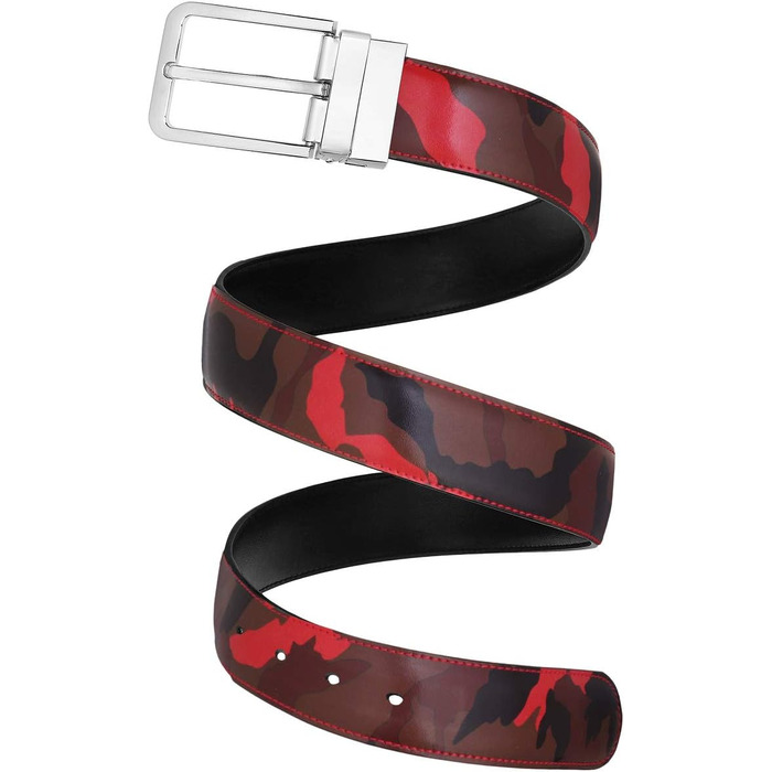 Чоловічий шкіряний ремінь Falari з можливістю перевертання (2 кольори) - Червоний/Камуфляж, розмір L (71/97 см)