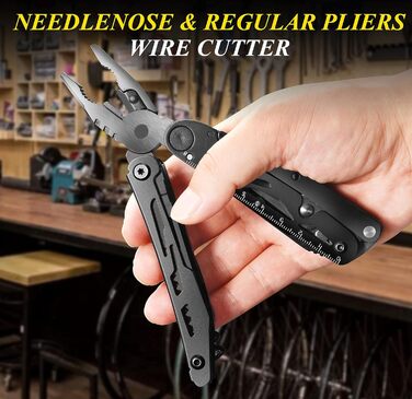 RoverTac Multitool Pocket Knife Tool Gifts: 18-in-1 Multifunction Tool Camping Accessories, Multitools Folding Knife Pliers Scissors Saw Corkscrew Bottle Opener, 9-Pack with Nylon Sheath