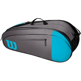 Wilson Tennis Bag 6 Racket Blue/Gray - Large Capacity Tennis Backpack for Players