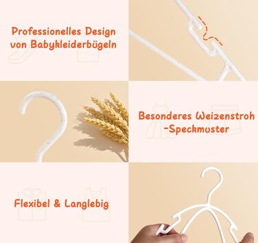 54 дитячі вішалки для одягу Ilauke з пшеничного соломи, 10,6 дюймів, для немовлят та дітей, економія місця, для зберігання дитячого одягу