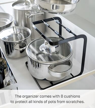 YAMAZAKI Pot Lid Holder, Steel, Black, One Size