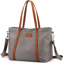 Zhongningyifeng Women's Nylon Crossbody Bag 15.6 Inch Laptop Shoulder Handbag Wallet for Travel Work (Gray)
