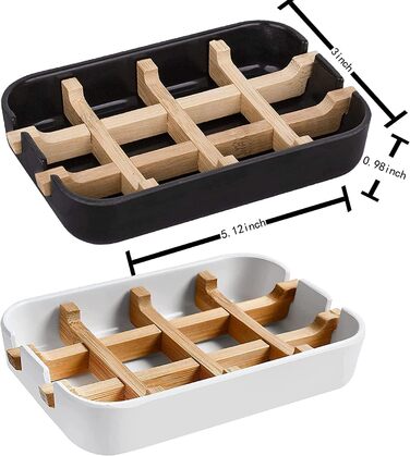 Сучасний тримач для мила та мильниця з бамбукової фібри, чорний, 13x7,6x2,5 см, для кухні, ванної кімнати та барної мийки