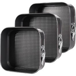 Набір форм для випікання тортів та кексів, квадратні, чорні, металеві, знімний дно, антипригарне покриття