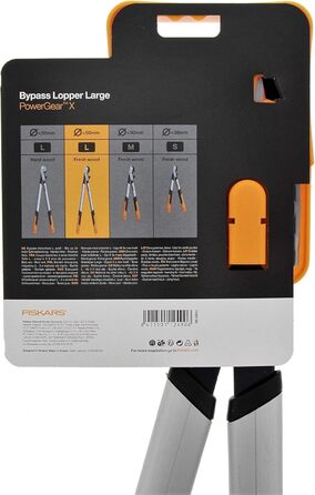Fiskars PowerGear X Bypass Pruning Shears for Fresh Wood, Non-Stick Coated, Hardened Precision Steel, Length: 80 cm, Black/Orange, LX98-L, 1020188