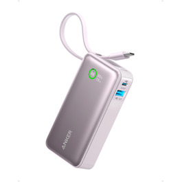Anker Nano Powerbank 10000mAh: Портативний зарядний пристрій з USB-C кабелем, PD 30W, для iPhone, MacBook, Galaxy, iPad - Ліловий
