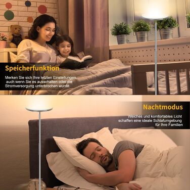 Стеляна LED-лампа Stehlampe для вітальні, 4200LM з регулюванням яскравості, пультом та сенсорним керуванням, 36W, сірий колір