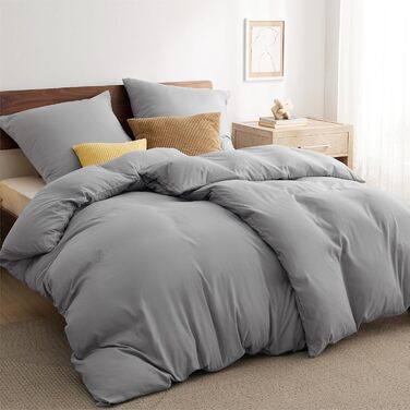 BEDSURE Комплект постільної білизни 135x200 см, 4 шт. (2 наволочки 80x80 см, 2 простирадла 135x200 см), сірий, мікрофібра, поліестер, ÖKO-TEX