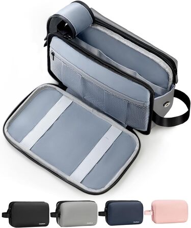 Чоловічий дорожній туалетний набір Kulturbeutel, водонепроникна косметичка з двома блискавками (сірий)