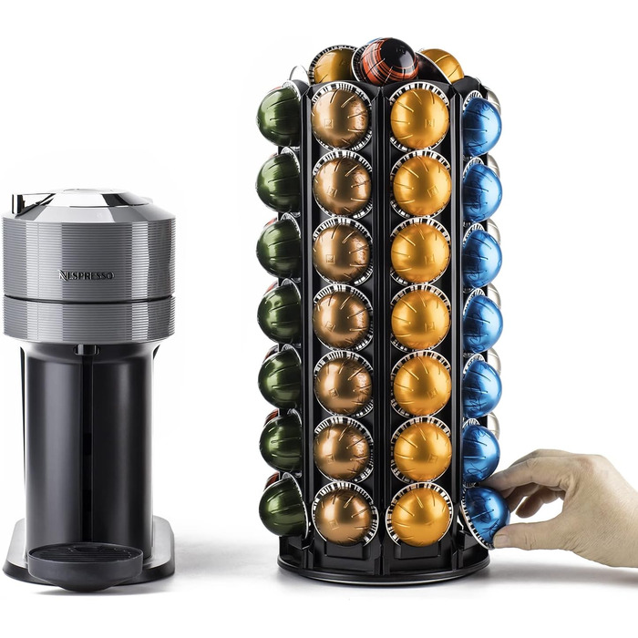 Тримач для капсул кави Bagoo для Nespresso Vertuo Line з центральним сховищем для додаткових капсул (56+)
