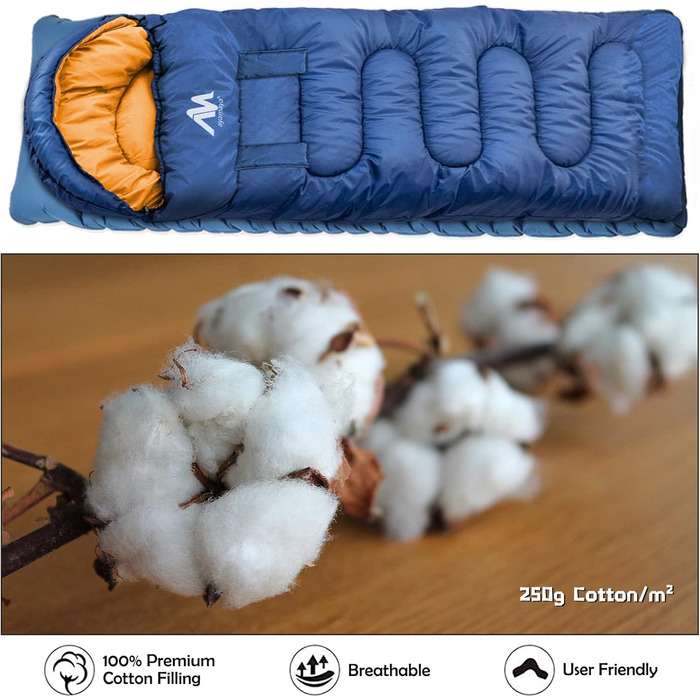 Спальний мішок Outdoor Deckenschlafsack Koppelbar, 5-15°C, 220x80 см, для дорослих, для кемпінгу, трекінгу, риболовлі та подорожей, водонепроникний, ліва блискавка