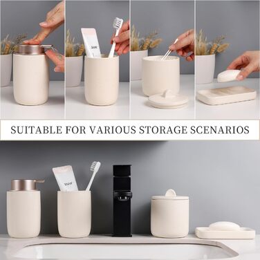 Набір для ванної кімнати з кераміки, 4 шт., аксесуари для ванної кімнати, органайзер з дозатором мила, мильниця, стакан для зубної щітки, контейнер для ватних паличок, преміум-декор для ванної кімнати, абрикосовий колір