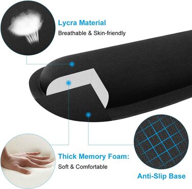 Підставка для зап'ястя ELZO для клавіатури з Memory Foam – ергономічна підтримка, проти болю в зап'ясті, для ПК та ноутбука