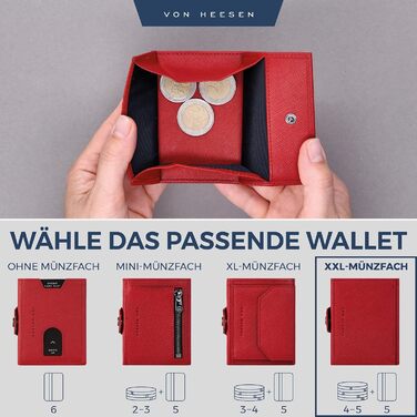 Гаманець VON HEESEN Slim з відділенням для дрібниці та захистом RFID - чоловічий та жіночий - картхолдер, кредитне картхолдер - міні гаманець, портмоне, портсигнет, невеликий, карбон-чорний.