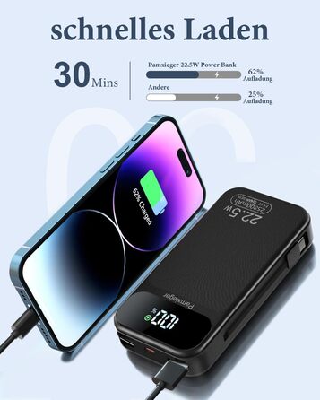 Power Bank 25800 mAh з LCD екраном: швидка зарядка PD3.0 QC4.0 для смартфонів та планшетів