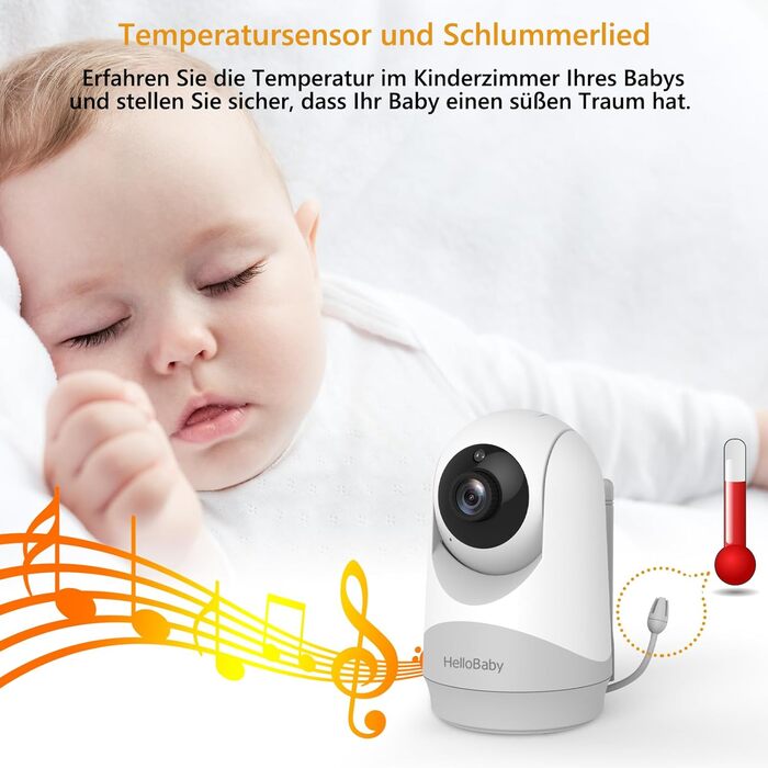 Дитячий відеоняня HelloBaby з камерою, 3.2' LCD, бездротовий монітор з нічним баченням, контролем температури та двостороннім зв'язком (1 камера)